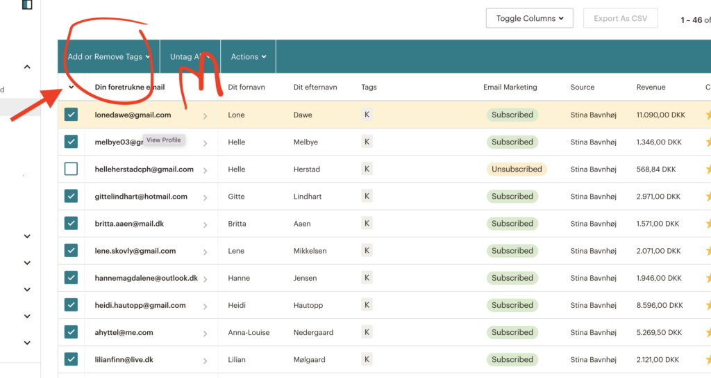 Tag M mailchimp segment